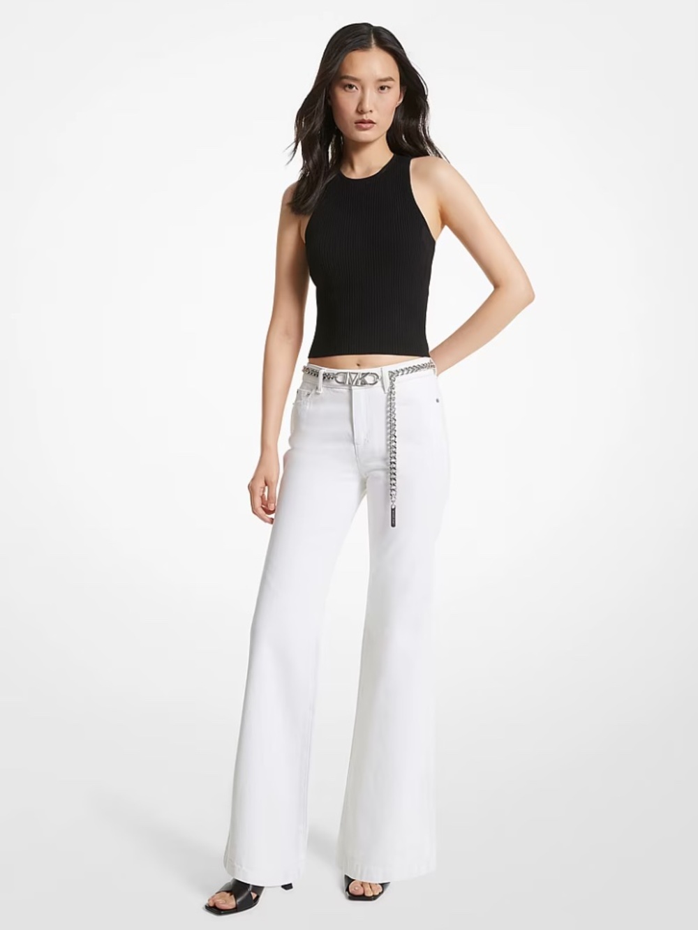MICHAEL KORS Optic White Denim Flared Jeans